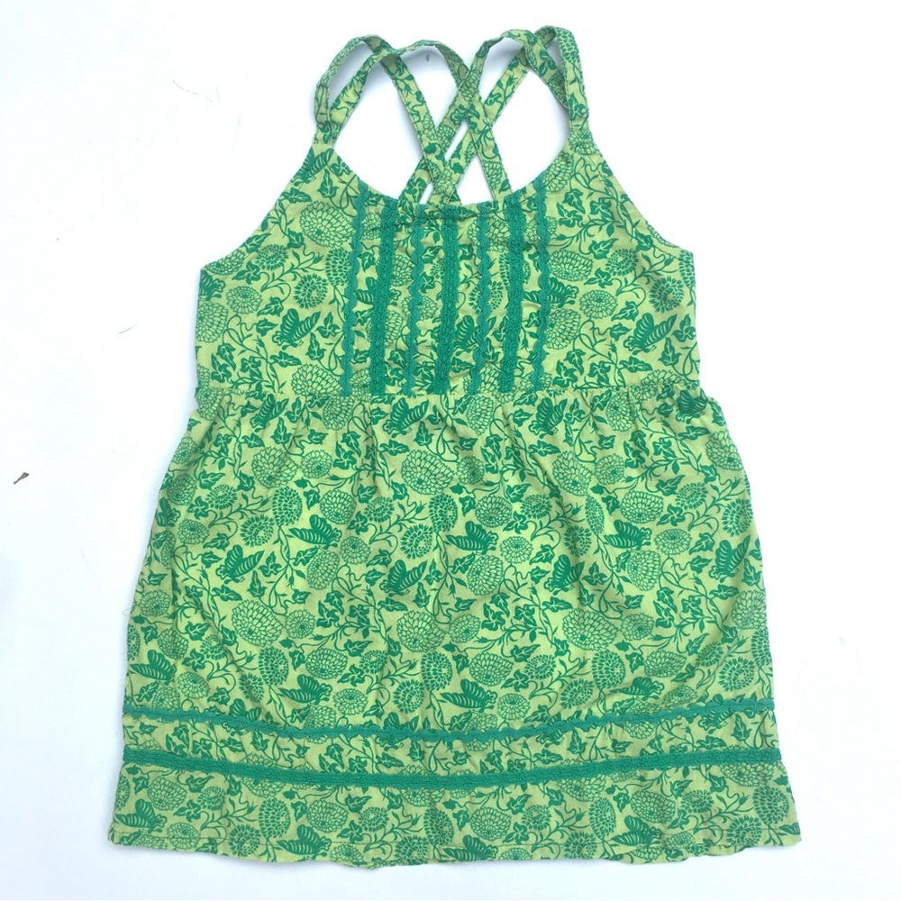 Girls Sz 6/6X Green Patterned Sleeveless Tank Top - Mossimo Supply